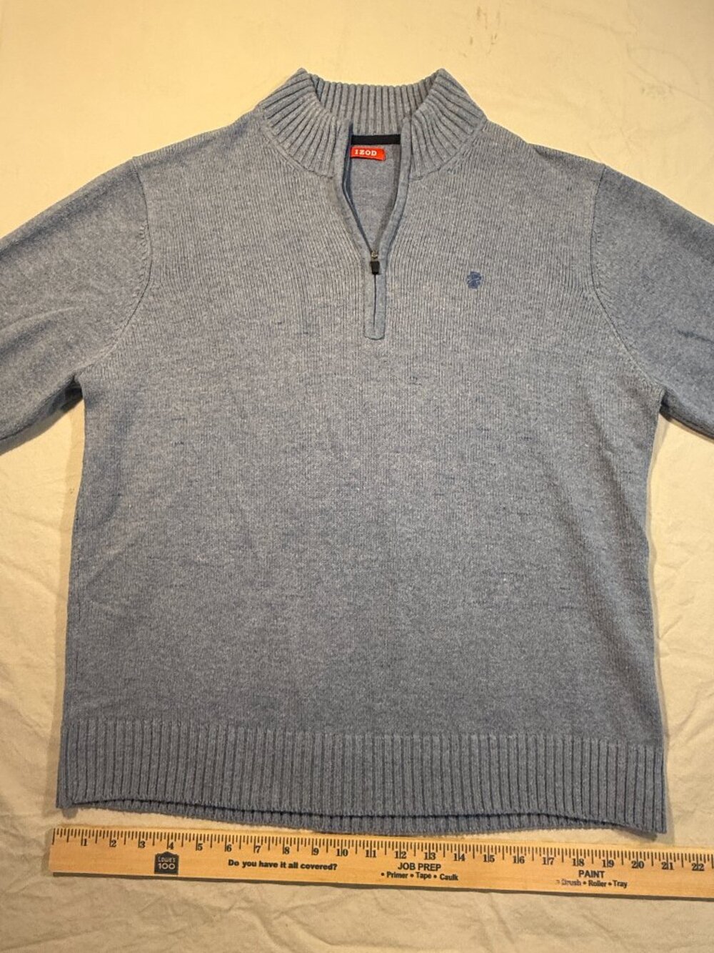 IZOD Light Blue 1/4 Zip Sweater Heather Knit Pullover XL Winter Christmas Gift